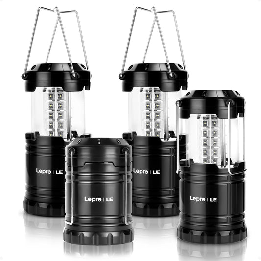 Lepro LED Camping Lantern, Pull-Up Battery Powered Lights, IPX4 Water Resistant, Super Bright, for Emergency and Outdoor Use
