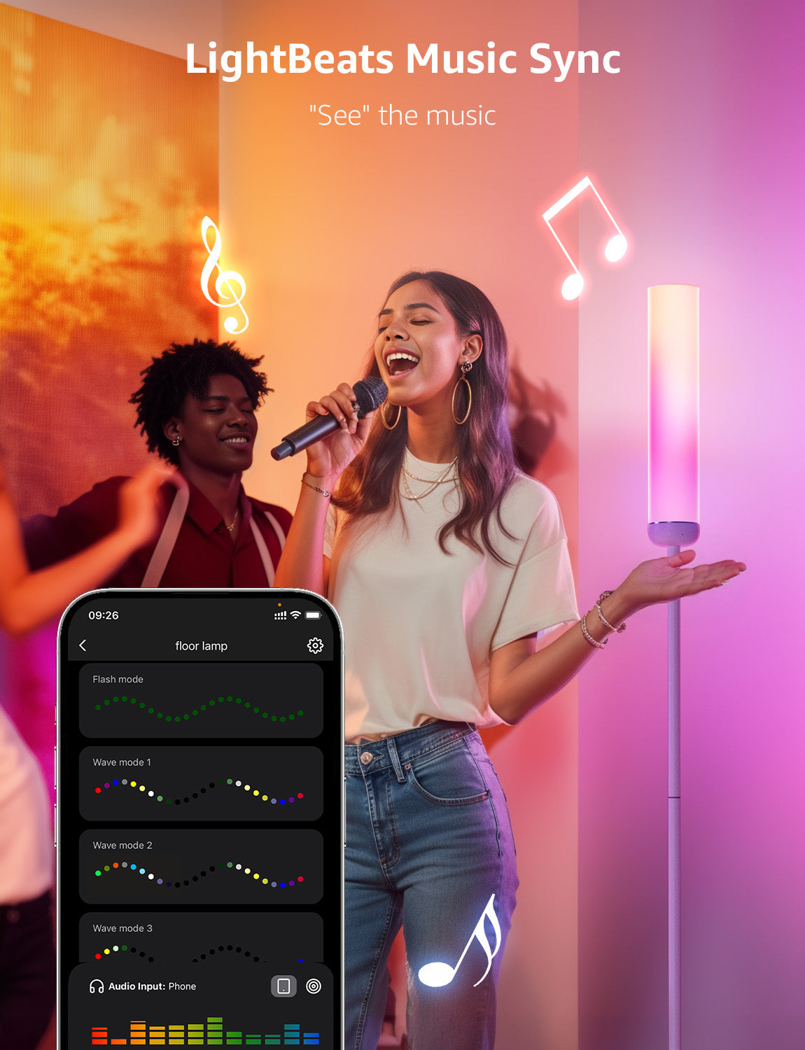 Lepro O1 AI Smart LED Corner Floor Lamp with AI Voice Control, RGB + Tunable White, 2300LM, WiFi & Bluetooth, Music Sync, Compatible with Alexa & Google Assistant, for Living Room, Bedroom, Office