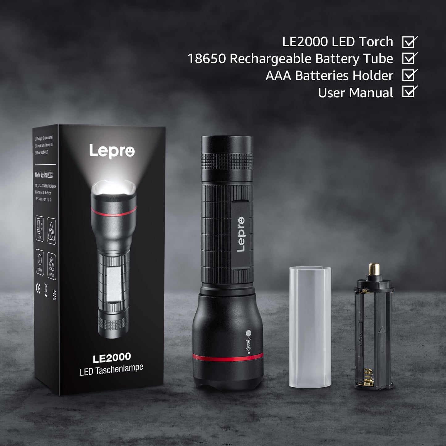 Lepro 2-Pack LED Flashlights LE2000 High Lumen , 5 Lighting Modes, Zoomable, Waterproof, Pocket Size Small Tactical Flash light for Outdoor, Emergency, Camping Gear, Powered by AAA Battery