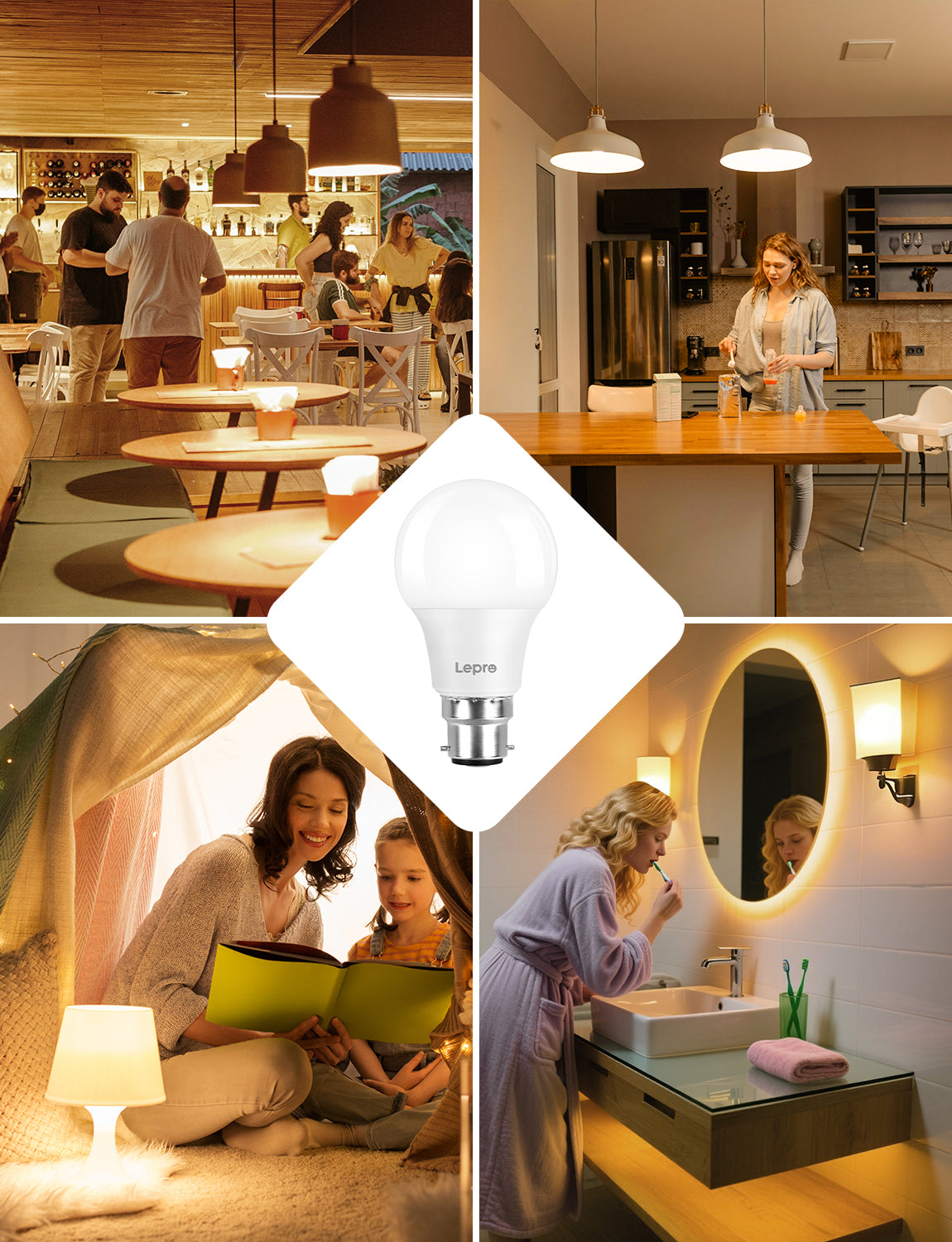 Lepro LED Light Bulbs 60 Watt Eqv Annual Save $6.12 per, 9W 800 Lumens Non-Dimmable, A19 E26 Standard Medium Base, 10000 Hour Lifetime