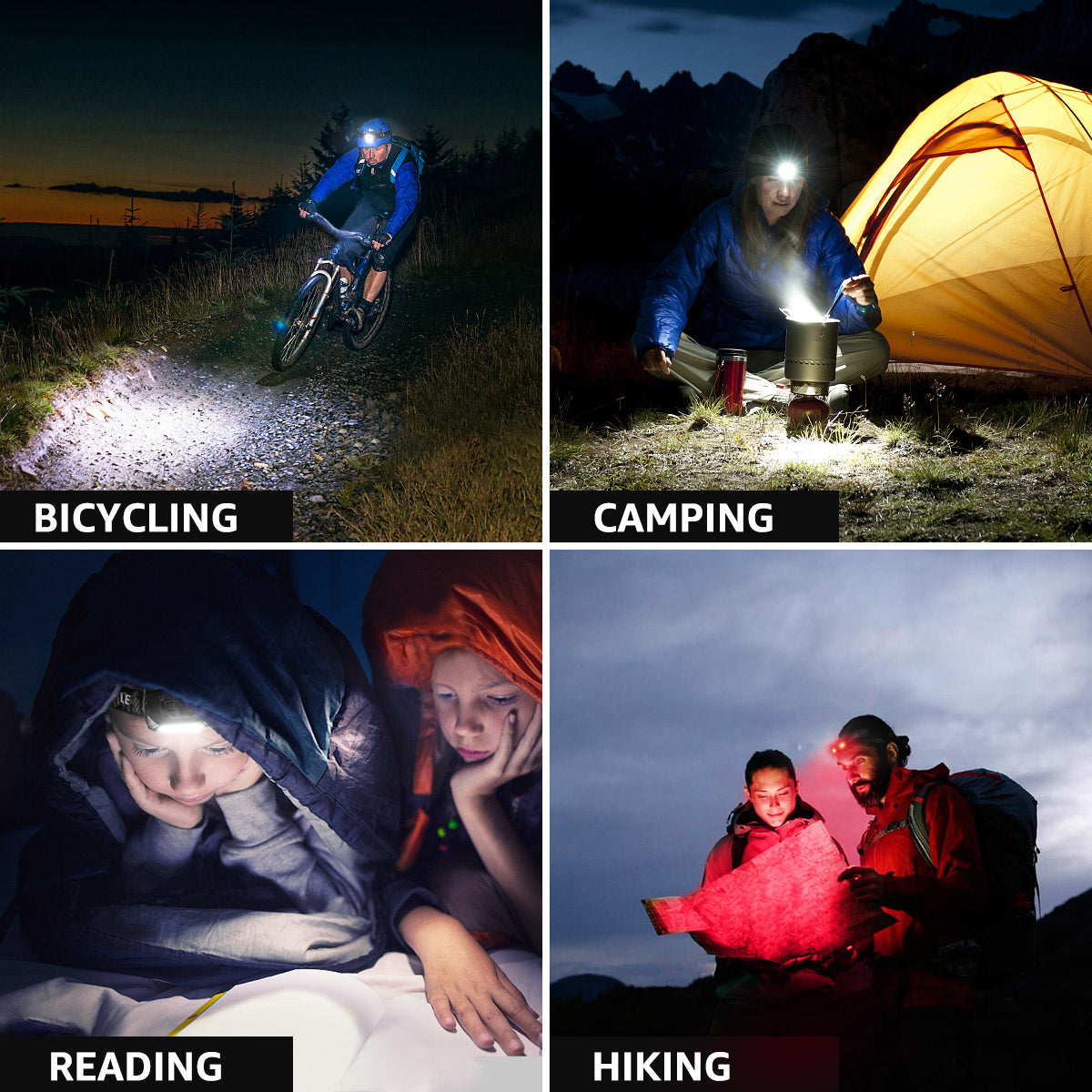 Lepro Rechargeable LED Headlamps, 2-Pack 2000Lux Bright with 6 Modes, Adjustable Headband, IPX4 Waterproof, USB Cable Included, for Camping and Hiking