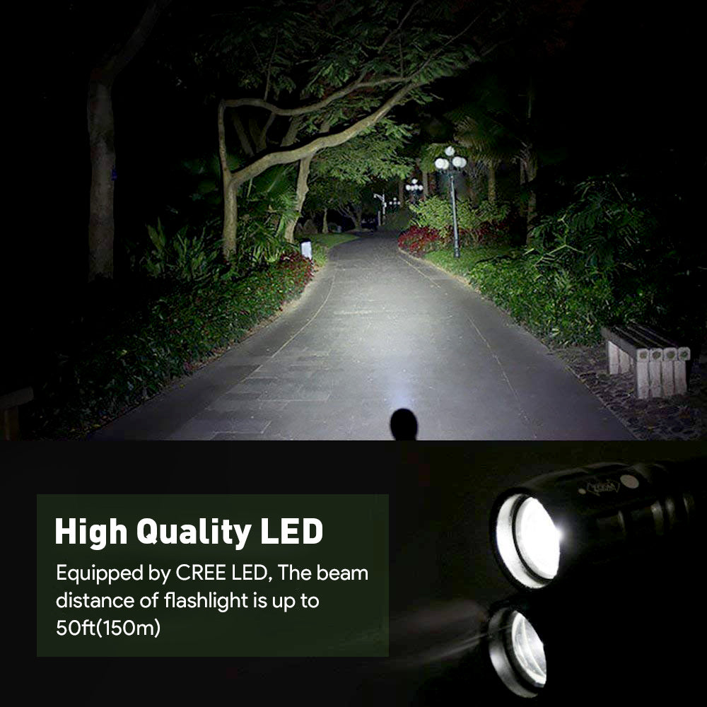 Lepro LED Flash Light LE1000 High Lumens, Mini Multifunction Tactical Flashlight , Zoomable, Waterproof for Camping, Outdoor, and Emergency Use (AAA Batteries Included)