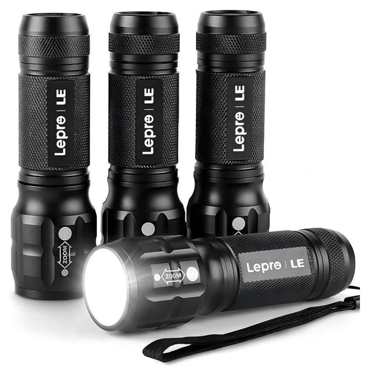 LE 2-Packs LED Flash Light LE1000 High Lumens, Mini Multifunction Tactical Flashlight , Zoomable, Waterproof, Adjustable Brightness, for Camping, Outdoor and Emergency Use (AAA Batteries Included)