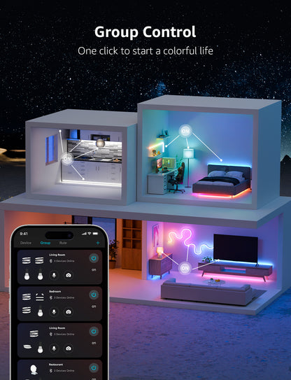 Lepro S1 AI LED Strip Lights, Smart RGB Light Strip with IC, Rainbow Effects, Color DIY, Personalized AI Lighting Designer, Wi-Fi & Bluetooth