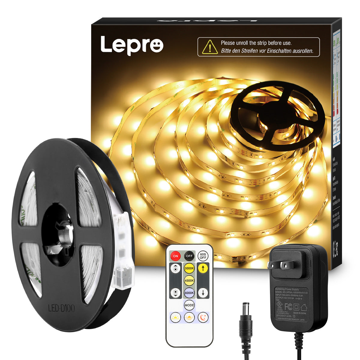 Lepro LED Strip Light, Tunable Warm to Cool White Tape Lights, 600pcs 2835 LEDs Bright Rope Lights Dimmable, Strong 3M Adhesive, Suitable for Christmas Decoration, Home & Bedroom Illumination