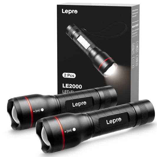 LE 2-Pack LED Flashlights LE2000 High Lumen , 5 Lighting Modes