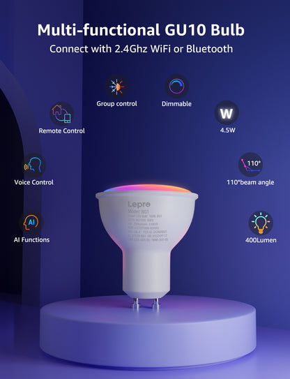 Lepro BG1 AI Smart Bulb,RGBCW Dimmable Color Changing LED Bulbs Works with Alexa & Google Assistant