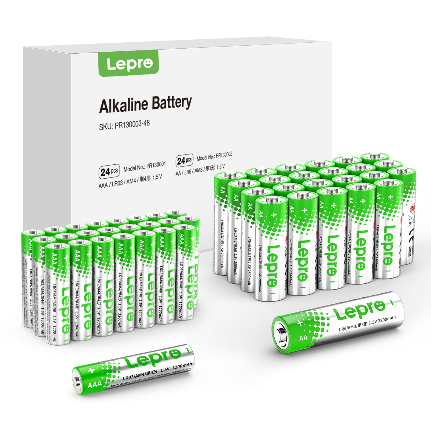 Lepro AA Batteries and AAA Batteries Value Combo, High Performance Alkaline Power, Non-rechargeable