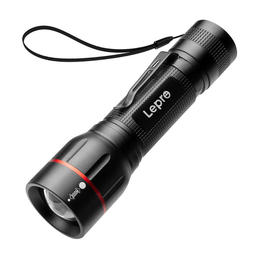 Lepro LED Flashlights with Clip , LE2050 High Lumen, 5 Lighting Modes, Zoomable Waterproof Lightweight Flashlights for Emergencies,Camping, Powered by AAA Battery