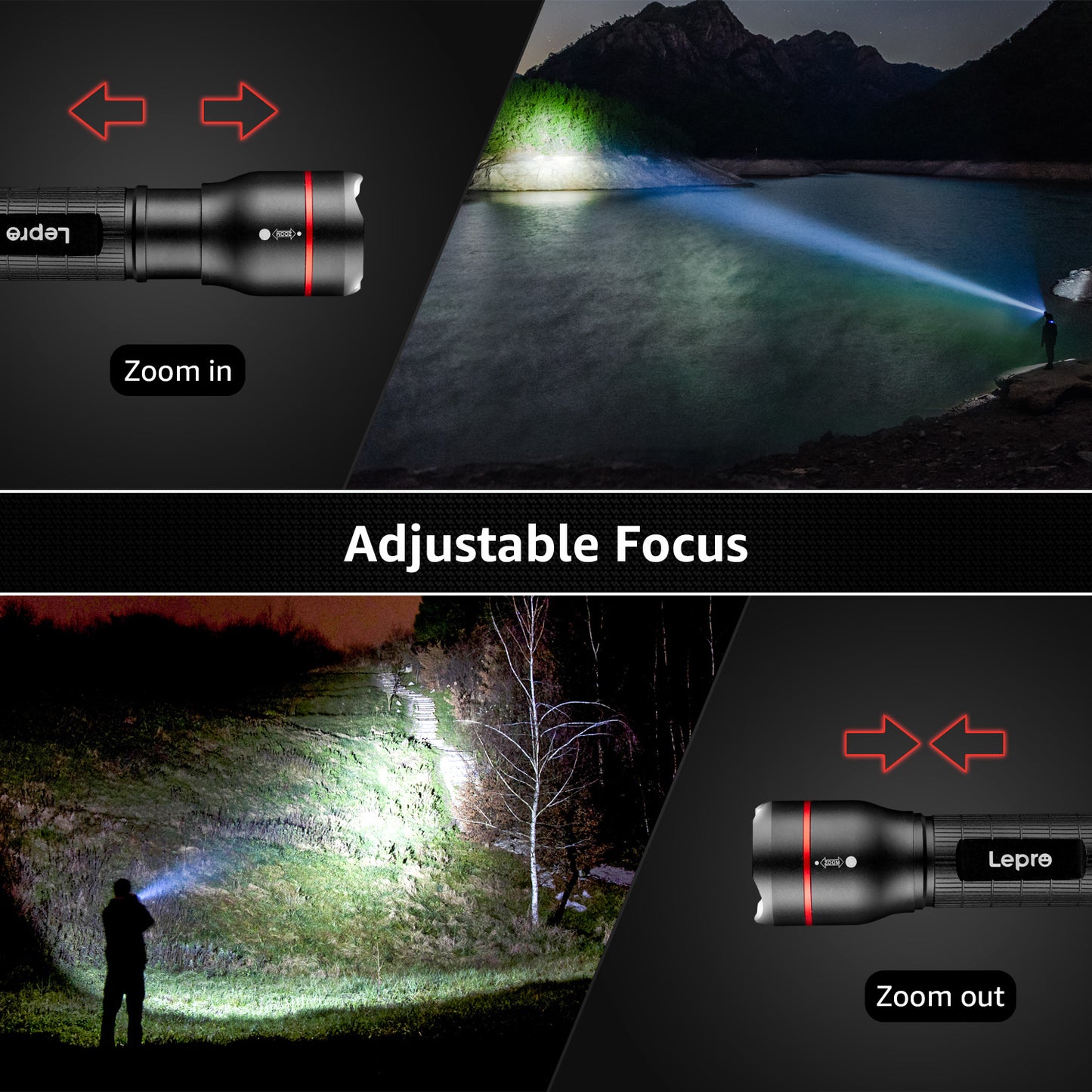 Lepro 2-Pack LED Flashlights LE2000 High Lumen , 5 Lighting Modes, Zoomable, Waterproof, Pocket Size Small Tactical Flash light for Outdoor, Emergency, Camping Gear, Powered by AAA Battery