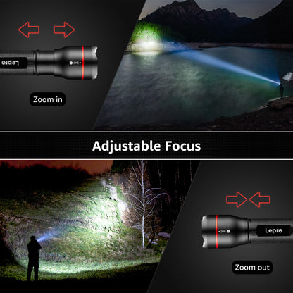 Lepro 2-Pack LED Flashlights LE2000 High Lumen , 5 Lighting Modes, Zoomable, Waterproof, Pocket Size Small Tactical Flash light for Outdoor, Emergency, Camping Gear, Powered by AAA Battery