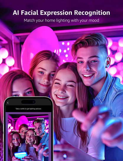 Lepro BR1 Smart Light Bulbs 4pack, AI Generated Lighting, Work with Alexa, Google Assistant, Music Sync, RGBWW Colour Changing Light Bulb, Flood Light Bulbs, WiFi & Bluetooth Via Lepro+ App