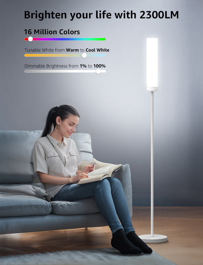 Lepro O1 AI Smart LED Corner Floor Lamp with AI Voice Control, RGB + Tunable White, 2300LM, WiFi & Bluetooth, Music Sync, Compatible with Alexa & Google Assistant, for Living Room, Bedroom, Office