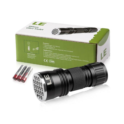 Lepro UV Black Light Flashlight with Batteries , 21 LEDs UV Light Handheld Blacklight 395nm Detector for Pet Urine