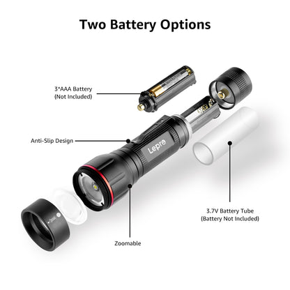 Lepro LED Flashlights with Clip , LE2050 High Lumen, 5 Lighting Modes, Zoomable Waterproof Lightweight Flashlights for Emergencies,Camping, Powered by AAA Battery