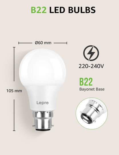 Lepro LED Light Bulbs 60 Watt Eqv Annual Save $6.12 per, 9W 800 Lumens Non-Dimmable, A19 E26 Standard Medium Base, 10000 Hour Lifetime