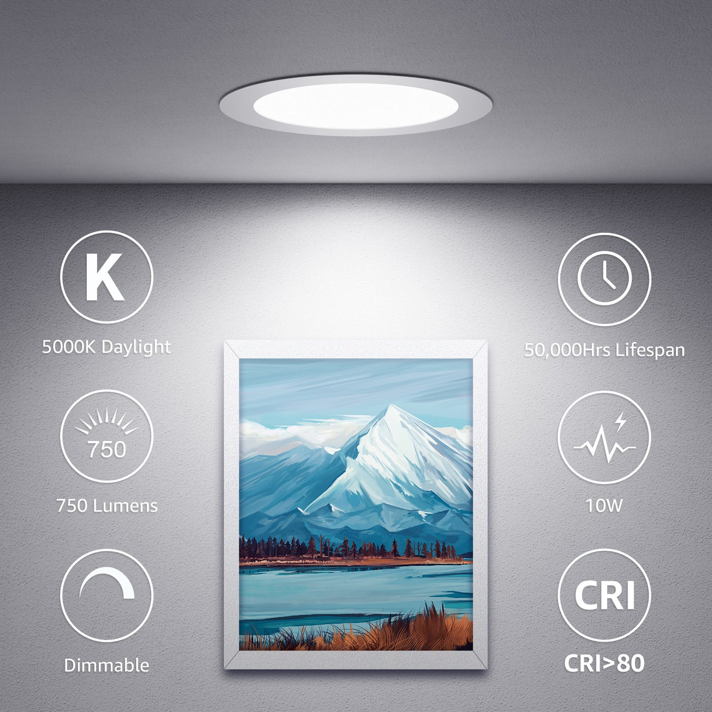 Lepro Canless LED Recessed Light,Dimmable Retrofit Ultra-Thin Ceiling Light with Junction Box,5000K Daylight Wafer Lights 12W 1050LM,50,000hrs Lifespan-ETL,FCC & Energy Star Certified