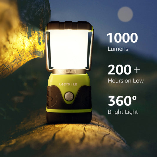 Lepro Camping Lantern, 1000 Lumen Camping Lights Battery Powered, Dimmable Warm White and Daylight Modes, Lantern and Flashlight for Power Cuts, Emergency Lighting, Hiking, Fishing, Tents