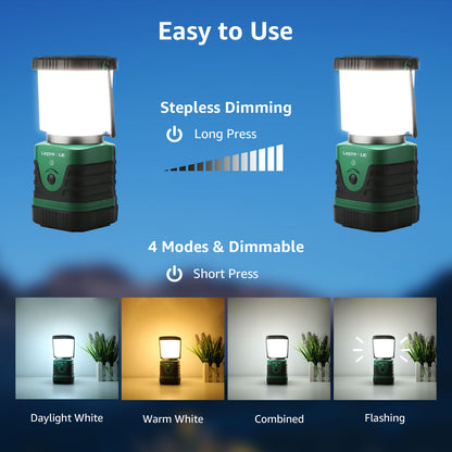 Lepro Rechargeable Camping Lanterns , LED 1000LM 4400mAh Long-Lasting Perfect Lantern Flashlight for Hurricane and Power Outage Emergency Backup