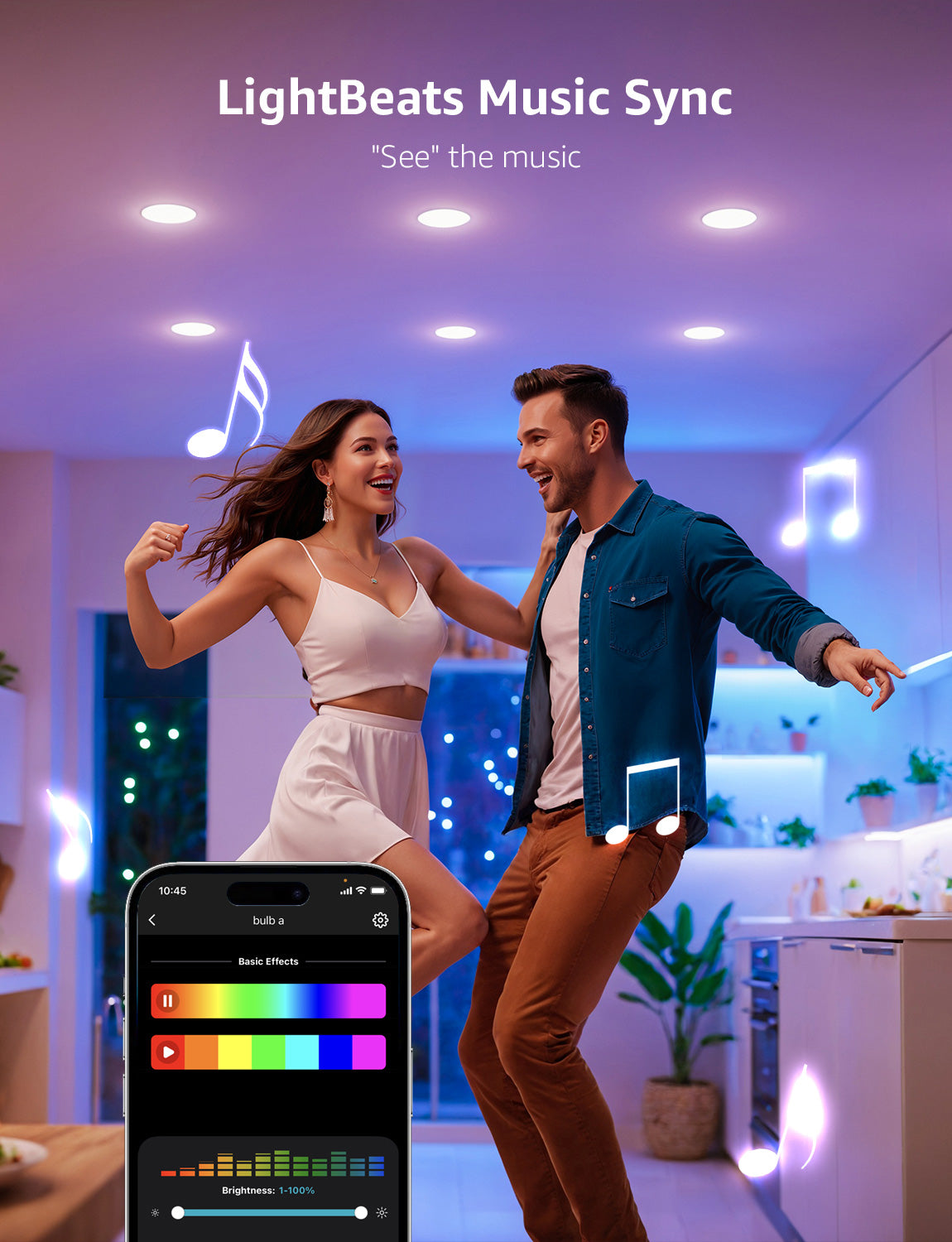 Lepro BR1 Smart Light Bulbs 4pack, AI Generated Lighting, Work with Alexa, Google Assistant, Music Sync, RGBWW Colour Changing Light Bulb, Flood Light Bulbs, WiFi & Bluetooth Via Lepro+ App