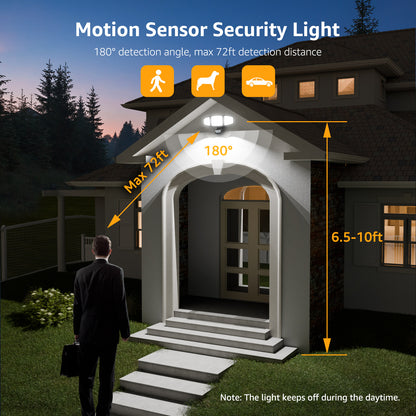 Lepro LED Motion Sensor Flood Lights for Outside Enhanced Home Security, 3 Adjustable Heads 270° Wide Lighting Angle, 27W 3200LM Super Bright for Yard Porch Garage