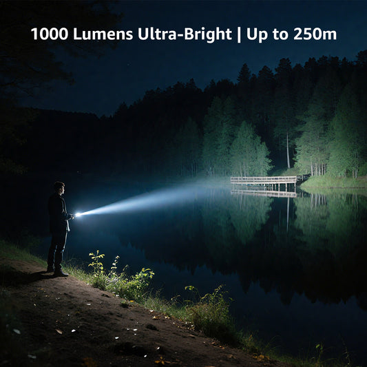 Lepro Rechargeable LED Flashlight, 1000 Lumens, IPX4 Waterproof, 5 Modes, Zoomable, Super Bright Light for Camping, Hiking, and Emergencies