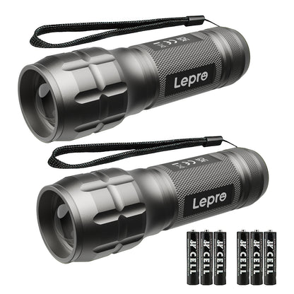Lepro LED Flash Light LE1000 High Lumens, Mini Multifunction Tactical Flashlight , Zoomable, Waterproof for Camping, Outdoor, and Emergency Use (AAA Batteries Included)