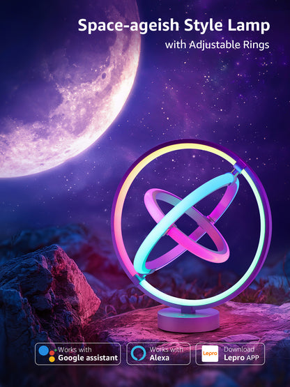 Lepro TB1 AI LED Table Lamps, Multicolor RGB Smart Bedside Lamp Dimmable, APP Control Alexa Google Compatible, LightBeats Music Sync for Bedroom, Living Room, Mother's Day, 2.4 GHz Wifi/Bluetooth