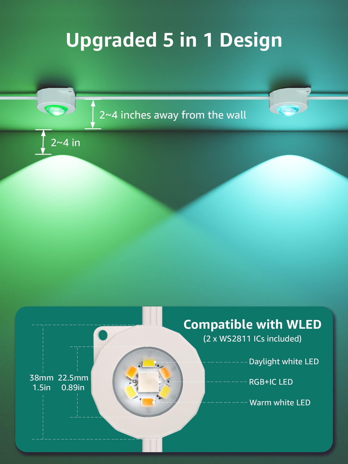 Lepro E1 AI Permanent Outdoor Lights, Smart RGB+IC Color Changing LED Eaves Lights APP Control Work with Alexa&Google Assistant (2.4 GHz WiFi), Waterproof for House, Halloween Christmas Decor