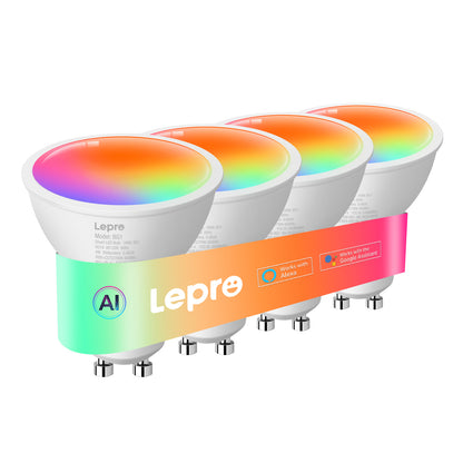 Lepro BG1 AI Smart Bulb,RGBCW Dimmable Color Changing LED Bulbs Works with Alexa & Google Assistant