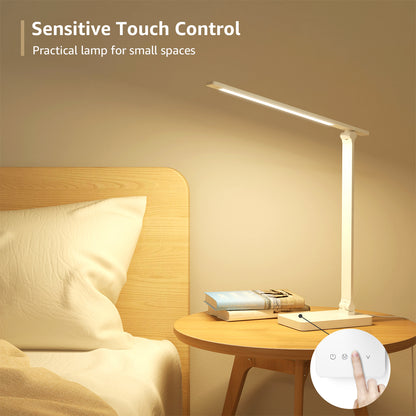 Lepro LED Desk Lamp Touch Control Metal Desk Light 9.5W 800lm 3 Color Modes 5 Brightness Levels Dimmable Home Office Desktop Lamp for Reading, Studying, Nail, College Dorm