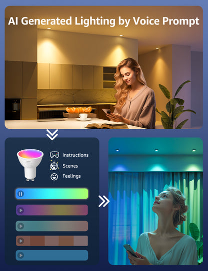 Lepro BG1 AI Smart Bulb,RGBCW Dimmable Color Changing LED Bulbs Works with Alexa & Google Assistant