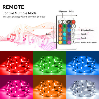 Lepro 49.2ft LED Lights for Bedroom,Sync to Music, 5050 SMD LEDs, RGB Color Changing + 6500K White LED Strips light with Remote, for Christmas Party Decor