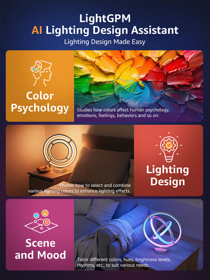 Lepro TB1 AI LED Table Lamps, Multicolor RGB Smart Bedside Lamp Dimmable, APP Control Alexa Google Compatible, LightBeats Music Sync for Bedroom, Living Room, Mother's Day, 2.4 GHz Wifi/Bluetooth