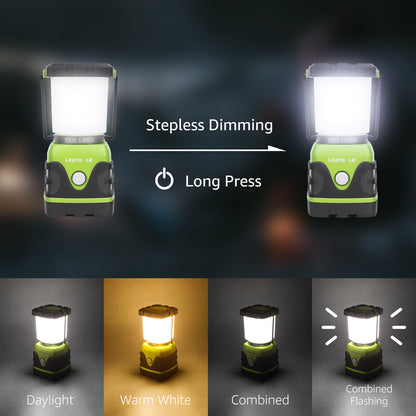 Lepro Camping Lantern, 1000 Lumen Camping Lights Battery Powered, Dimmable Warm White and Daylight Modes, Lantern and Flashlight for Power Cuts, Emergency Lighting, Hiking, Fishing, Tents