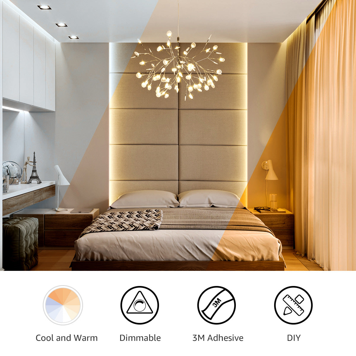 Lepro LED Strip Light, Tunable Warm to Cool White Tape Lights, 600pcs 2835 LEDs Bright Rope Lights Dimmable, Strong 3M Adhesive, Suitable for Christmas Decoration, Home & Bedroom Illumination