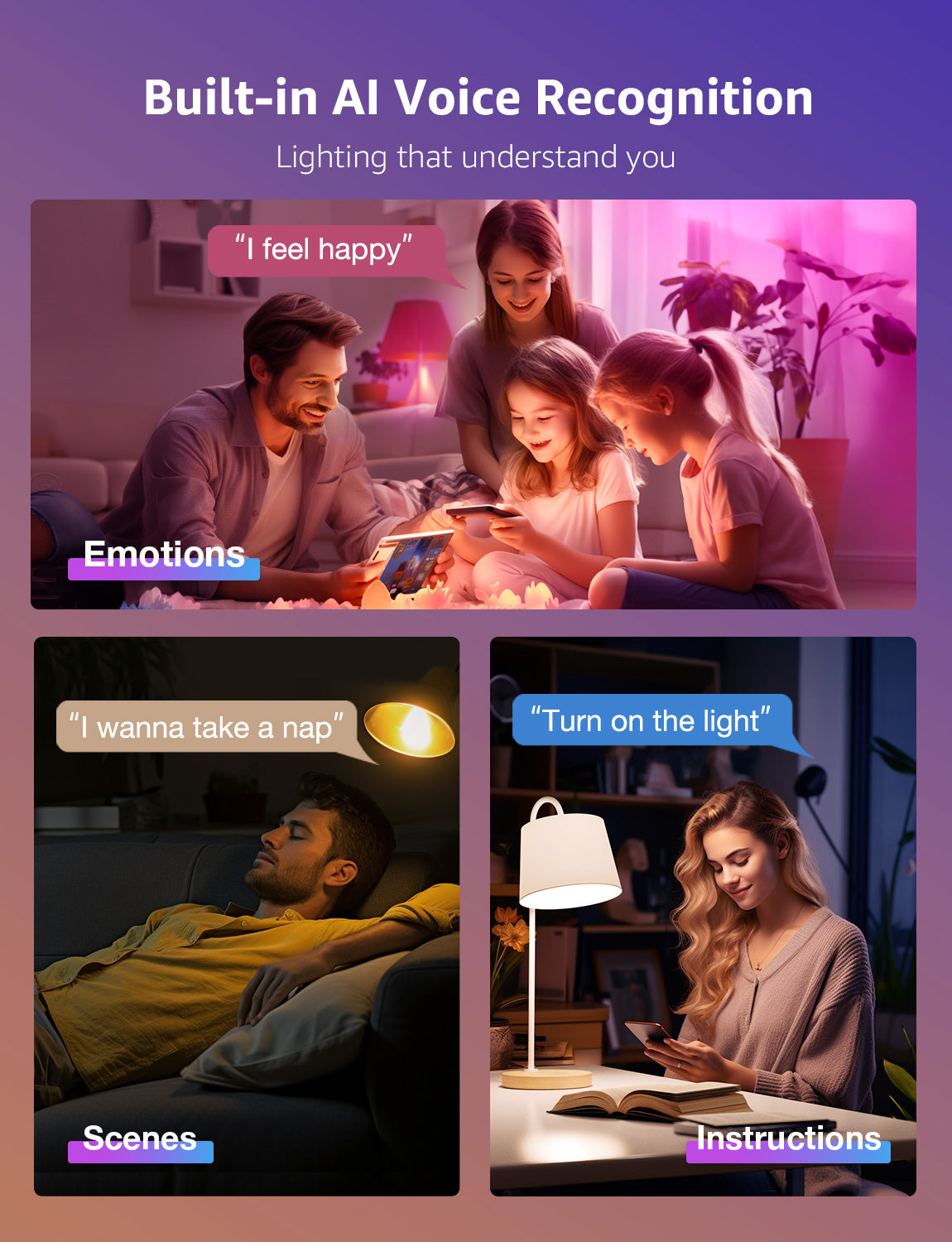 Lepro BR1 Smart Light Bulbs 4pack, AI Generated Lighting, Work with Alexa, Google Assistant, Music Sync, RGBWW Colour Changing Light Bulb, Flood Light Bulbs, WiFi & Bluetooth Via Lepro+ App
