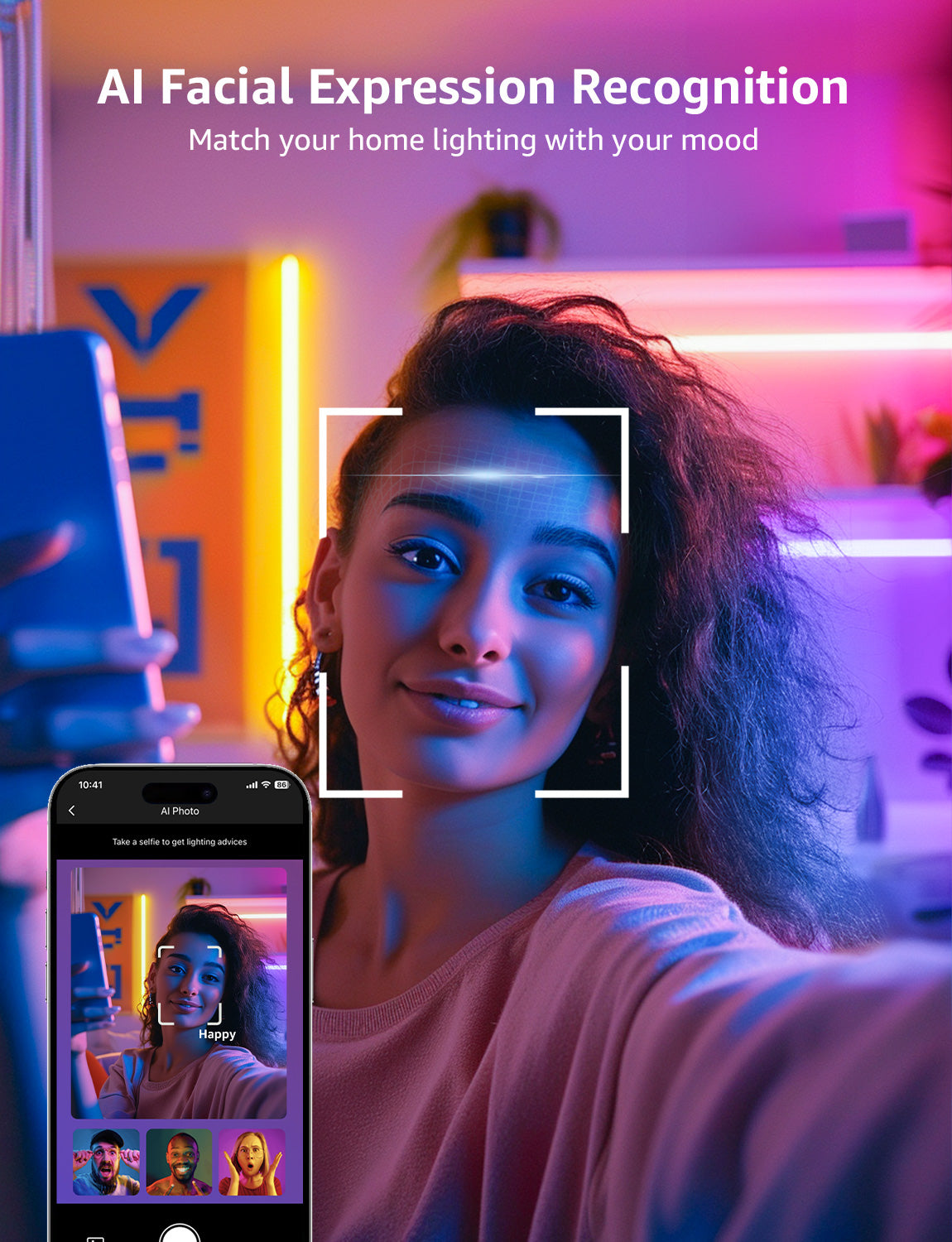 Lepro WL1 Smart Wall Light Bar, AI Lighting, Music Sync, Voice & App Control, Works with Alexa & Google, Modern Indoor Decor, 8 Pcs with Corners