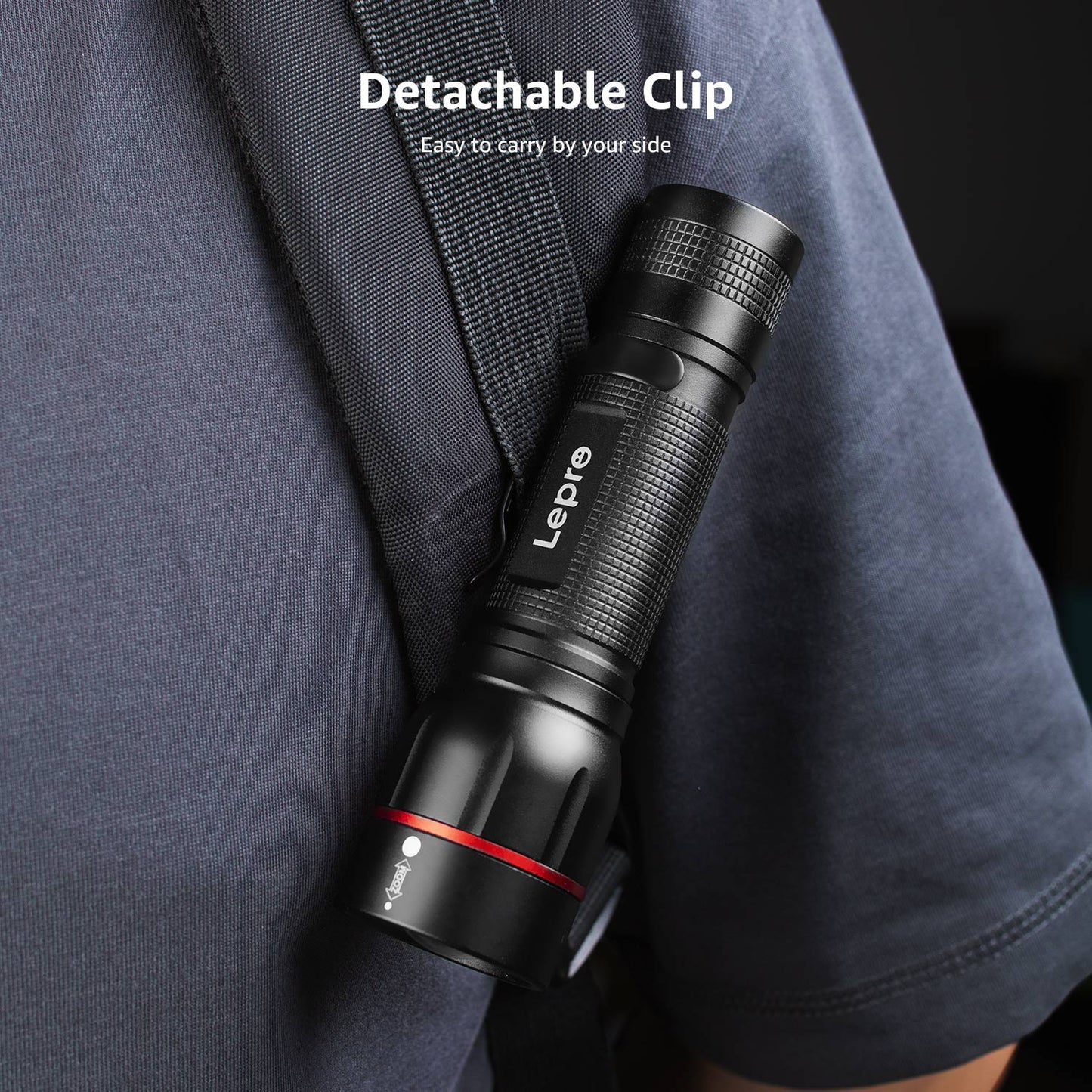 Lepro LED Flashlights with Clip , LE2050 High Lumen, 5 Lighting Modes, Zoomable Waterproof Lightweight Flashlights for Emergencies,Camping, Powered by AAA Battery
