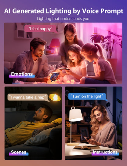 Lepro B1 AI Smart LED Bulb, Wi-Fi and Bluetooth Rgbww Color Changing, Works with Alexa and Google