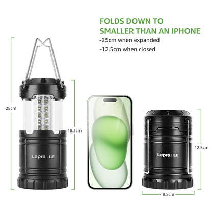 Lepro LED Camping Lantern,  Pull-Up Battery Powered Lights, IPX4 Water Resistant, Super Bright, for Emergency and Outdoor Use