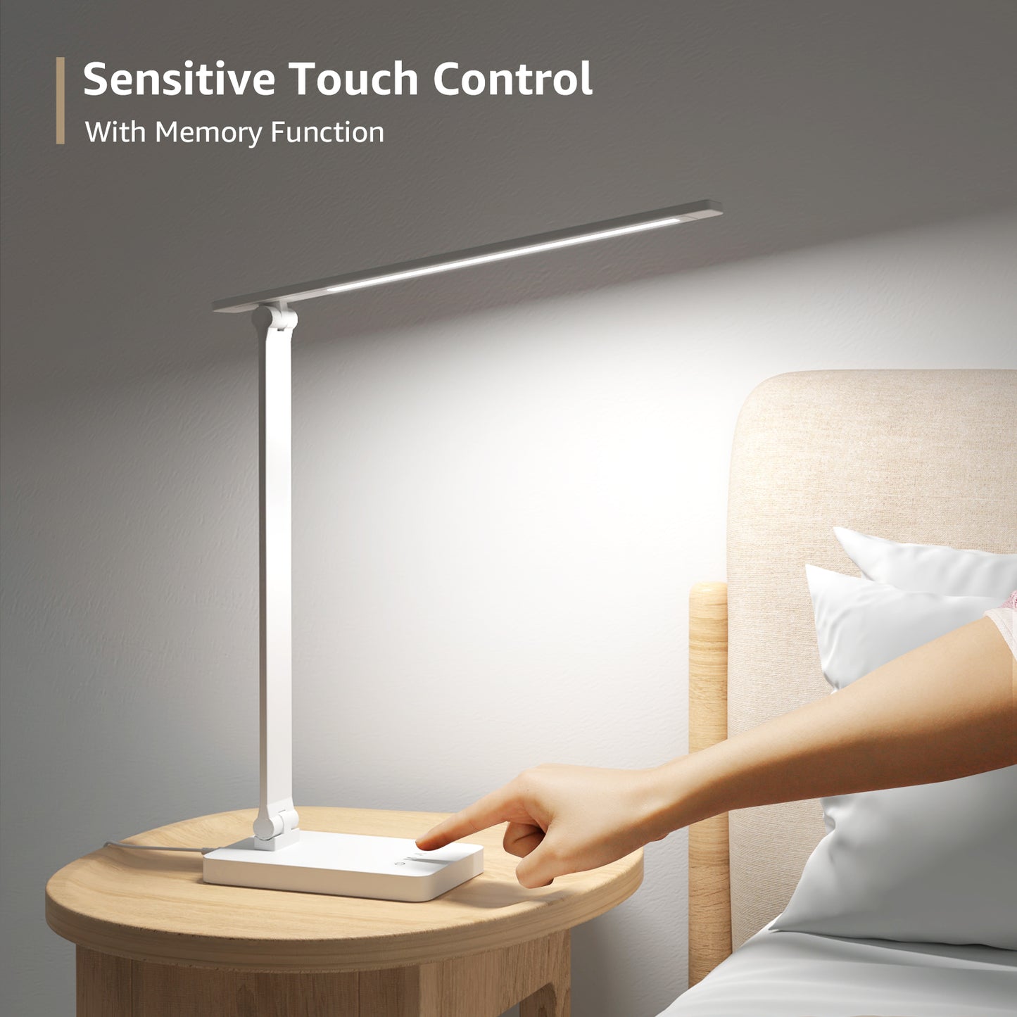 Lepro LED Dimmable Reading Desk Lamp with USB Charging Port, 15W 96 LEDs 550 Lumens Soft Light Eye-Care, Suitable for Home Work, Study, College Dorm