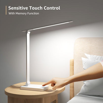 Lepro LED Dimmable Reading Desk Lamp with USB Charging Port, 15W 96 LEDs 550 Lumens Soft Light Eye-Care, Suitable for Home Work, Study, College Dorm