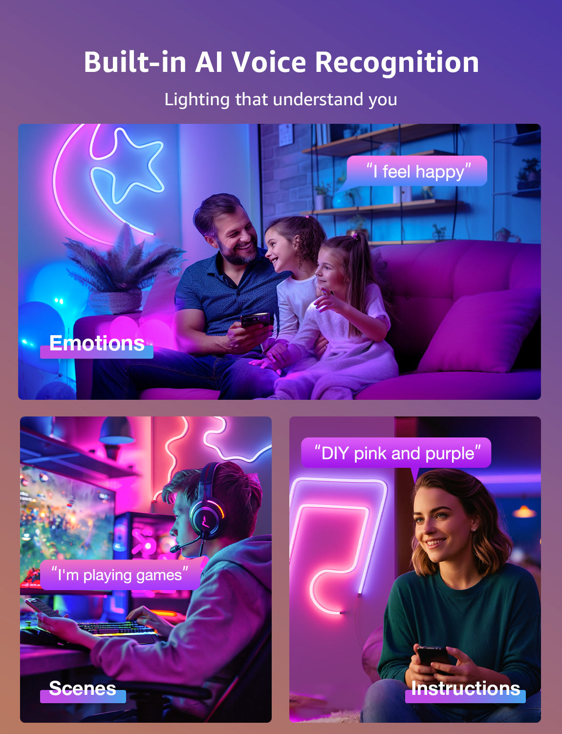 Lepro N1 AI Smart RGB Rope Lights for Christmas, Personalized AI Lighting Designer, LightBeats Music Sync, Color Segment DIY, Voice Control Via App, 9.84ft Wi-Fi & Bluetooth LED Strip Lights