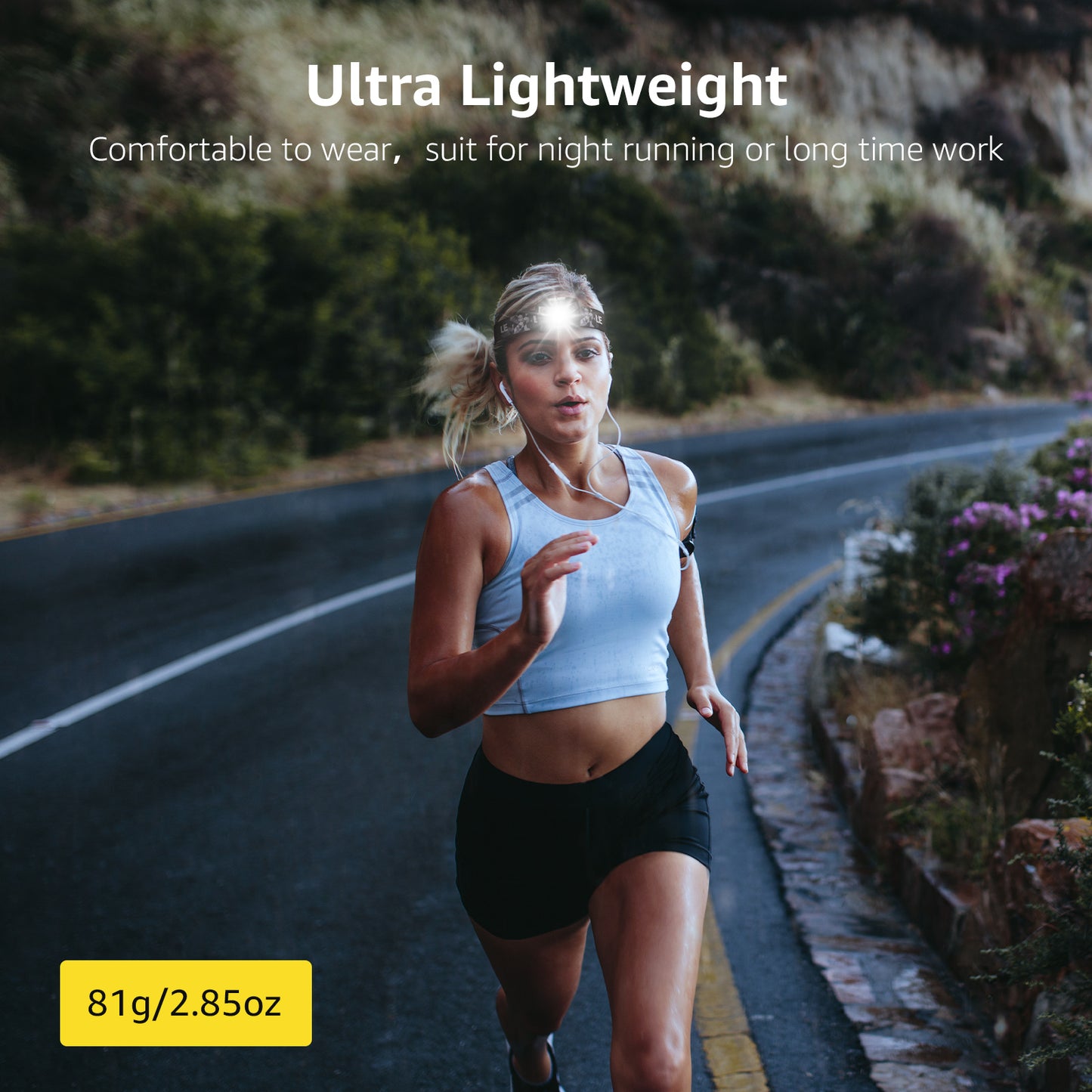 Lepro Rechargeable LED Headlamp, Super Bright Headlight with 5 Modes and Red Light, IPX4 Waterproof, USB Cable Included, for Camping and Hiking