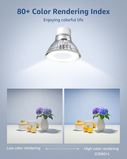 Lepro GU10 LED Light Bulbs Non-dimmable, 2500~5000K Daylight White Indoor Bulbs 4W 50W Replacement for Recessed Track Lighting, 6 Pack