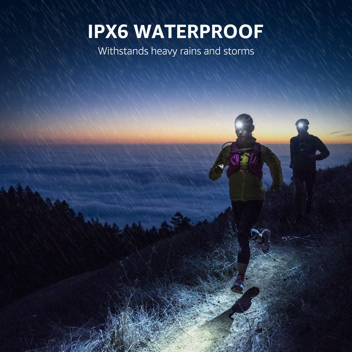 Lepro Rechargeable LED Headlamps, 2-Pack 2000Lux Bright with 6 Modes, Adjustable Headband, IPX4 Waterproof, USB Cable Included, for Camping and Hiking