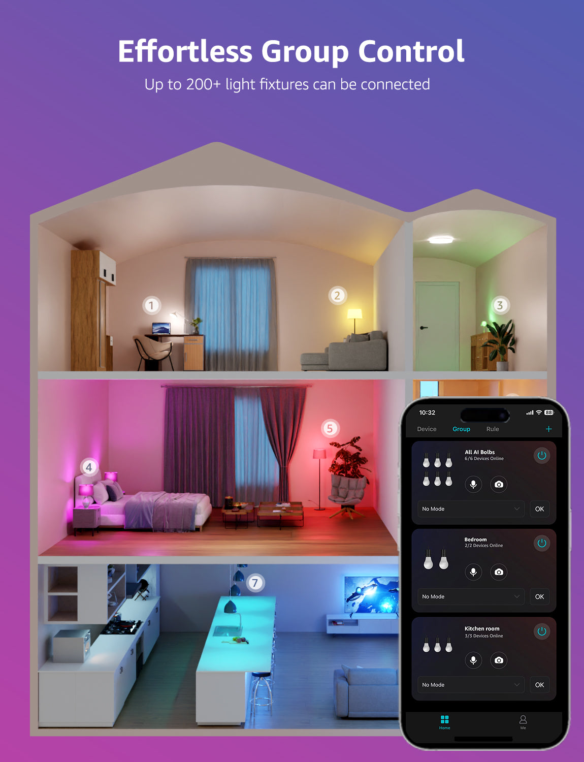 Lepro B1 AI Smart LED Bulb, Wi-Fi and Bluetooth Rgbww Color Changing, Works with Alexa and Google