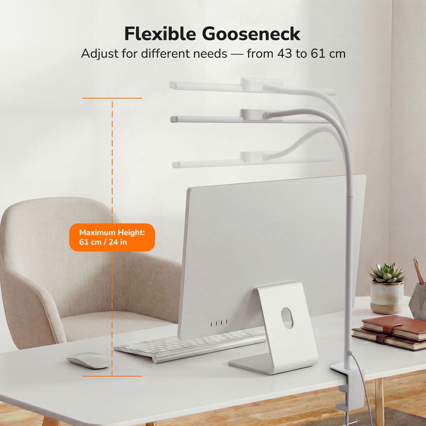 Lepro LED Clip-on Desk Lamp, White