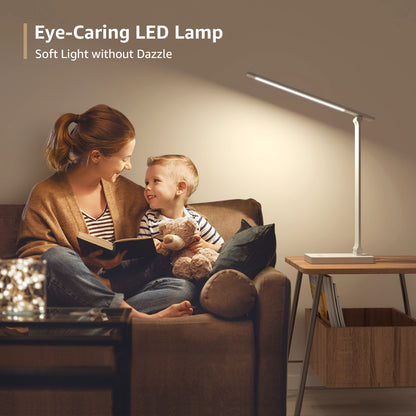 Lepro LED Dimmable Reading Desk Lamp with USB Charging Port, 15W 96 LEDs 550 Lumens Soft Light Eye-Care, Suitable for Home Work, Study, College Dorm